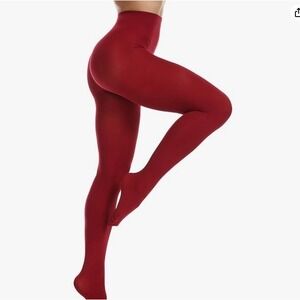 Everswe Microfiber 80 Denier Tights Red Large X-Large Polyamide Spandex Soft New